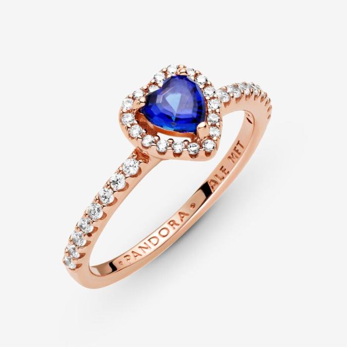 Anello Cuore in Rilievo Blu