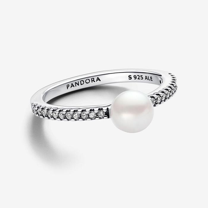 Anello Perla d’Acqua Dolce Coltivata e Pavè