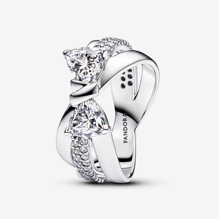 Bague tressée avec nœud brillant