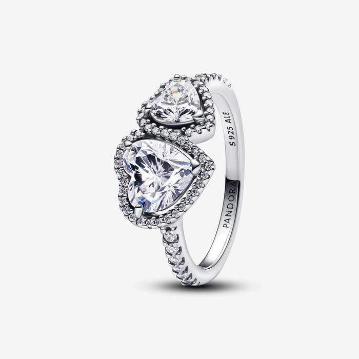 Bague Double Coeurs Brillants