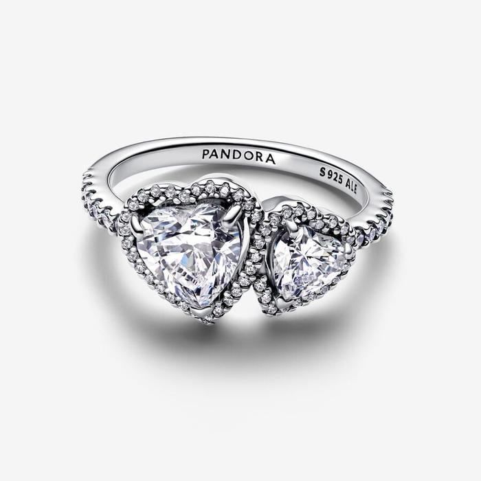 Bague Double Coeurs Brillants