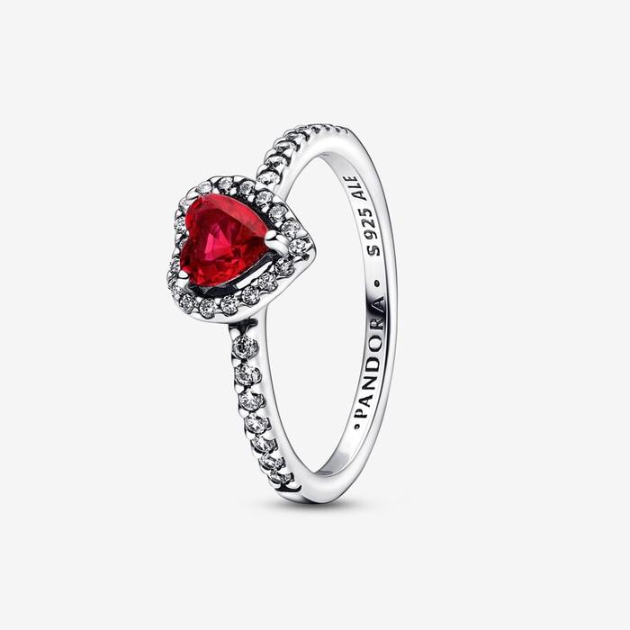 Red Embossed Heart Ring