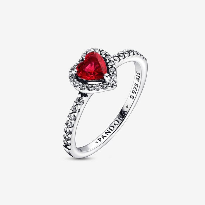 Anello Cuore in Rilievo Rosso