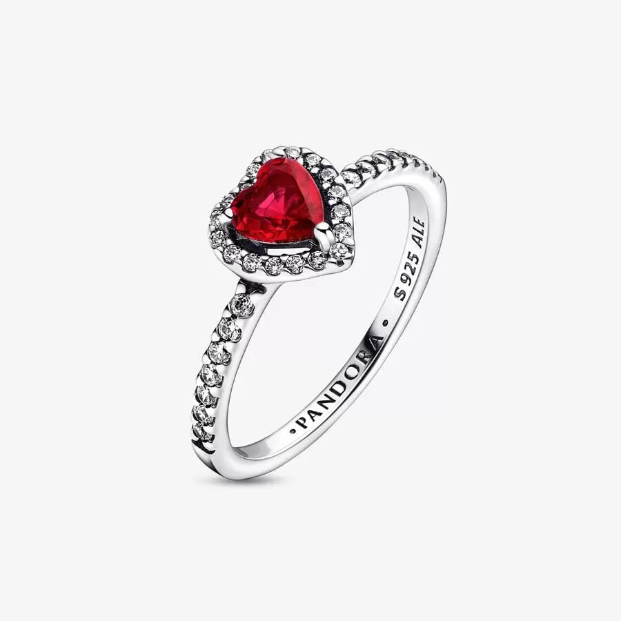 Bague cœur en relief rouge