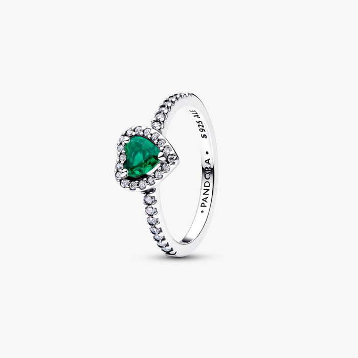 Anello Cuore in Rilievo Verde Scuro