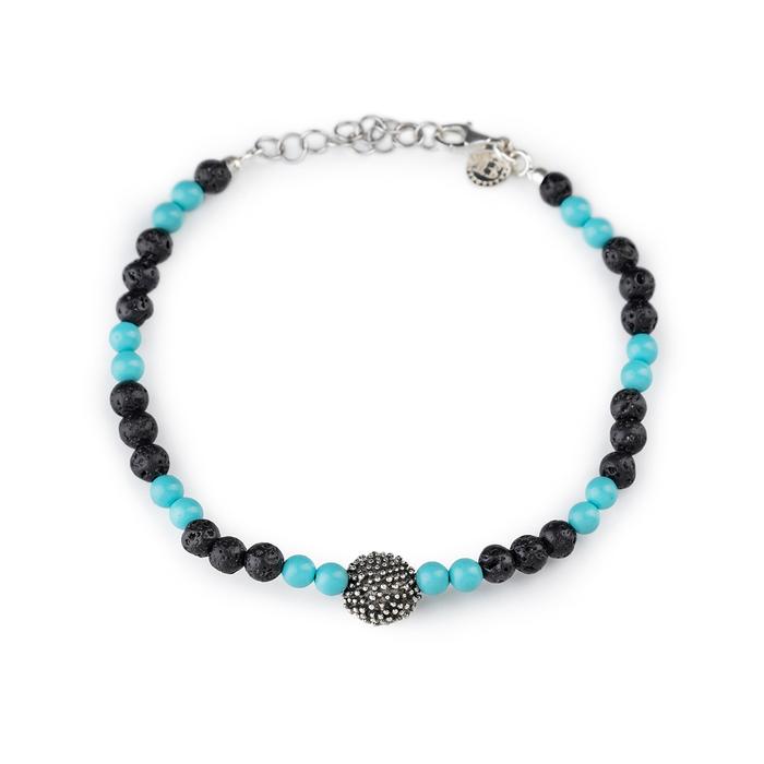 Turquoise Hedgehog Lava Bracelet