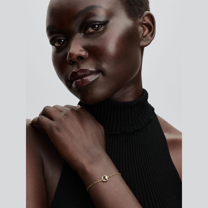 Bracciale Cerchio Linea Sinuosa con Perla d'Acqua Dolce Coltivata e Pavè