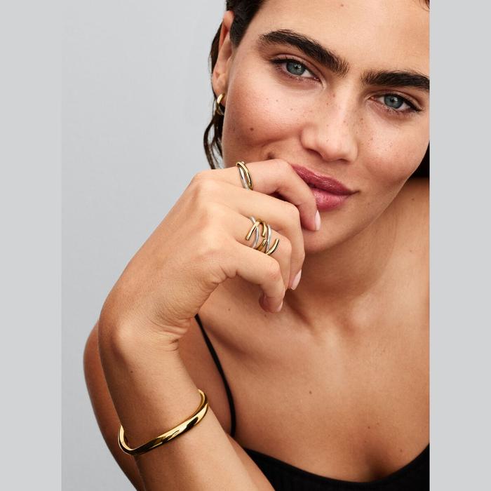 Anello Fascia Intrecciata Aperta Bicolore