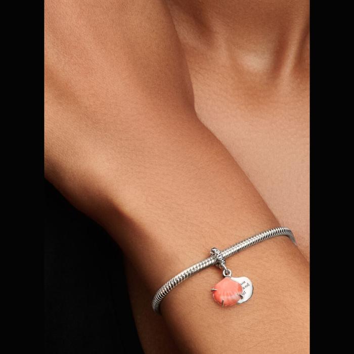 Charm Pendente Doppio Conchiglia Color Corallo