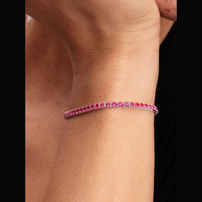 Bracciale Tennis Cristalli Rosa Scuro