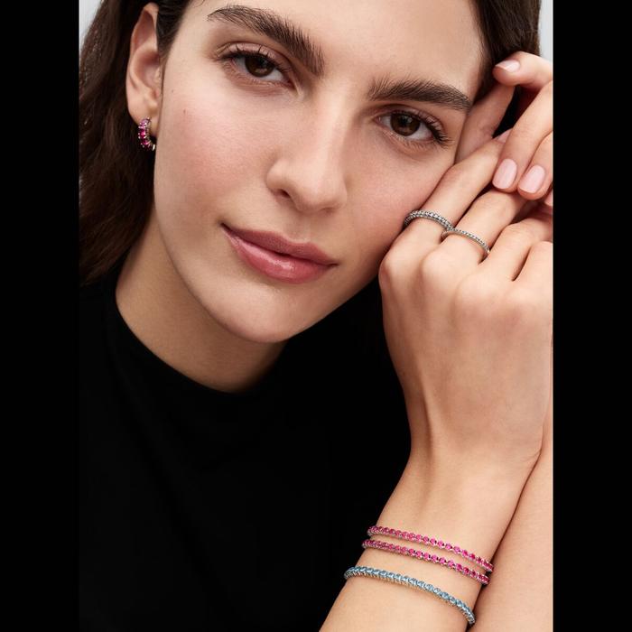 Bracciale Tennis Cristalli Rosa Scuro