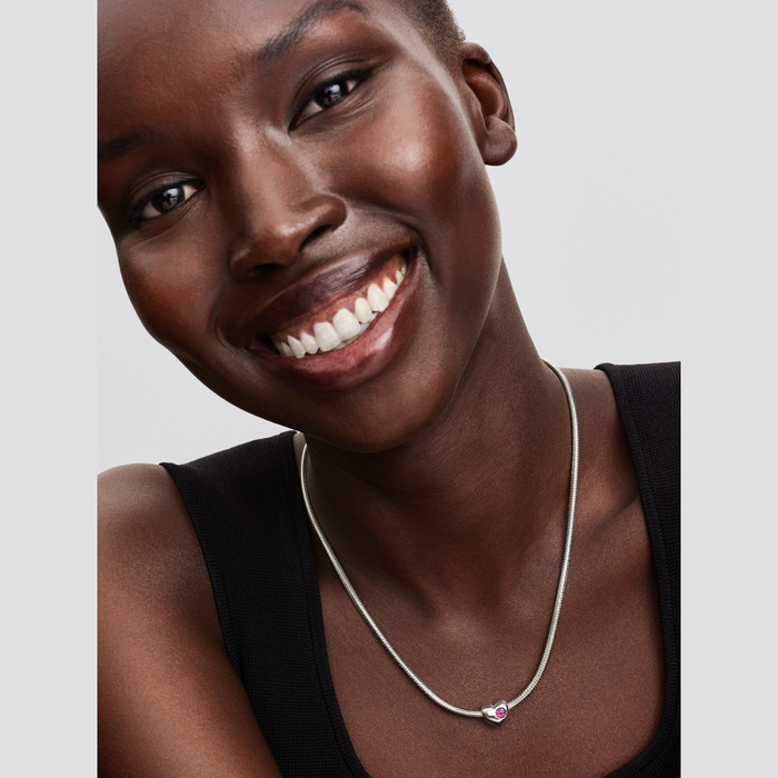 Charm Cuore con Pietra Viola Febbraio da incidere