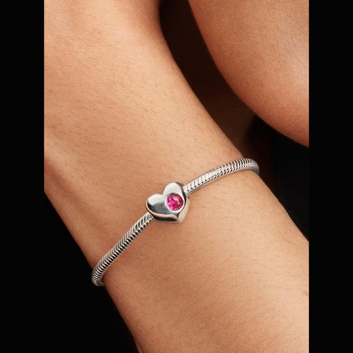 Cuore con Pietra Rosa Scuro Ottobre da incidere