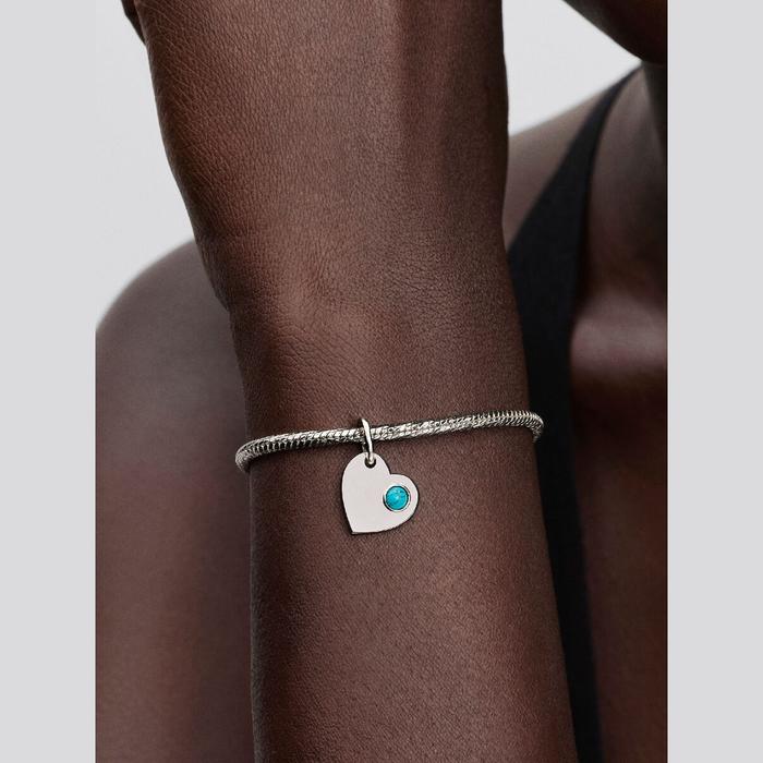 Charm Pendente Cuore con Pietra Turchese Dicembre