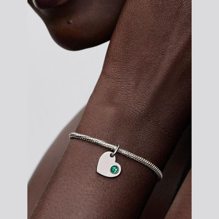 Charm Pendente Cuore con Pietra Azzura Marzo