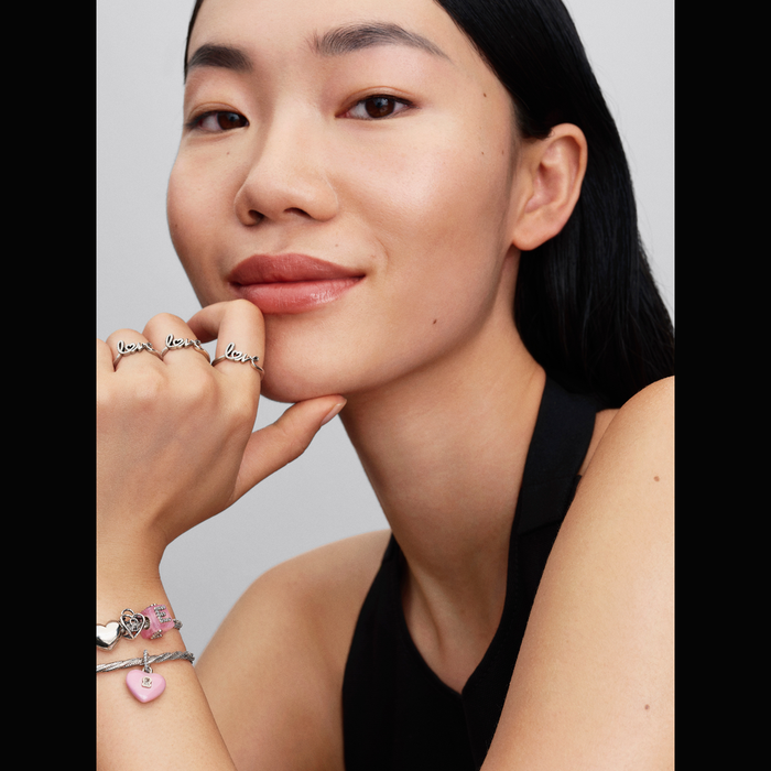 Charm Cubo Love Vetro di Murano Rosa