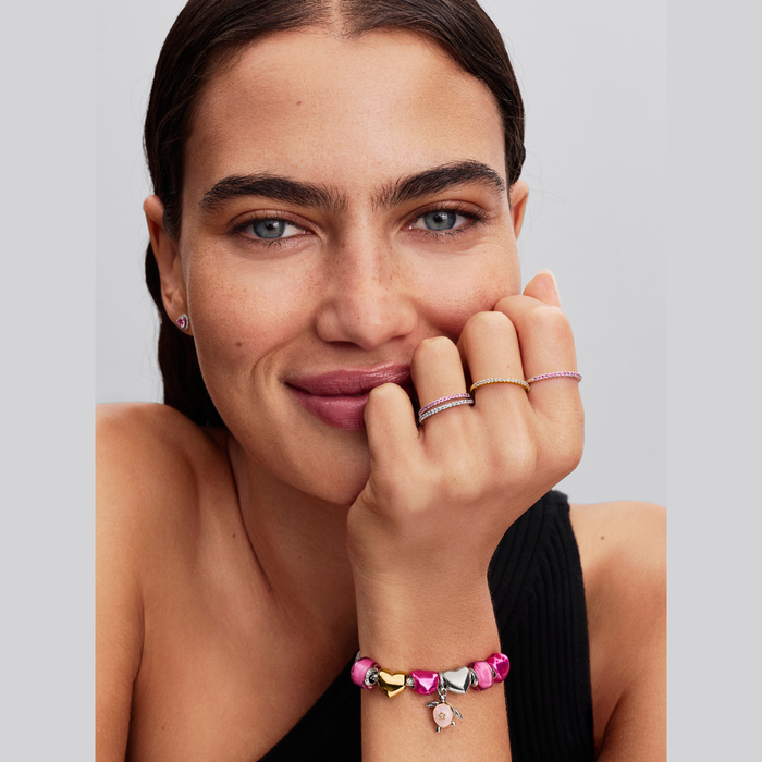 Anello Pavè Fascia Sottile Rosa