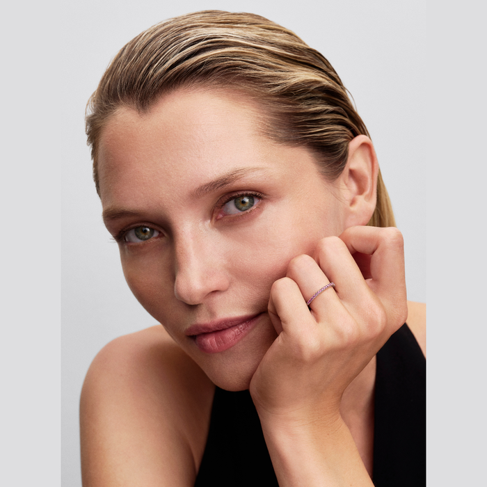 Anello Pavè Fascia Sottile Rosa