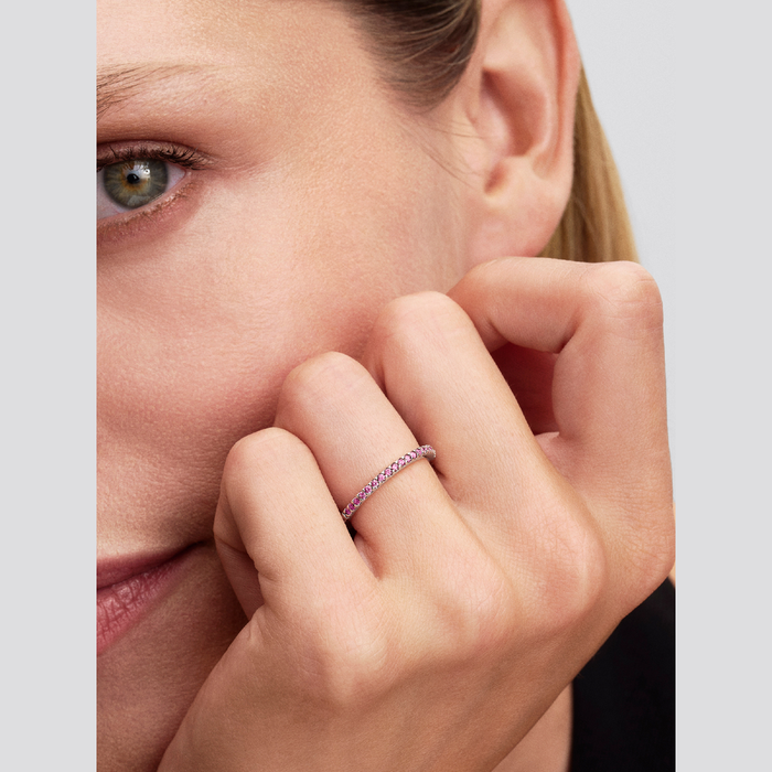 Anello Pavè Fascia Sottile Rosa