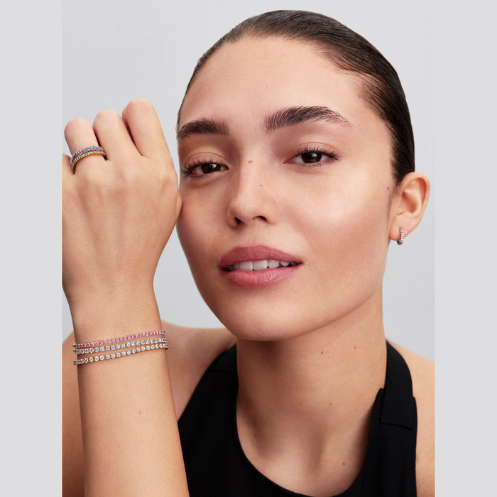 Bracciale Tennis con Pietre Rosa Piccole