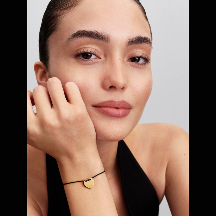 Bracciale Regolabile Cordino Nero con Cuore da incidere