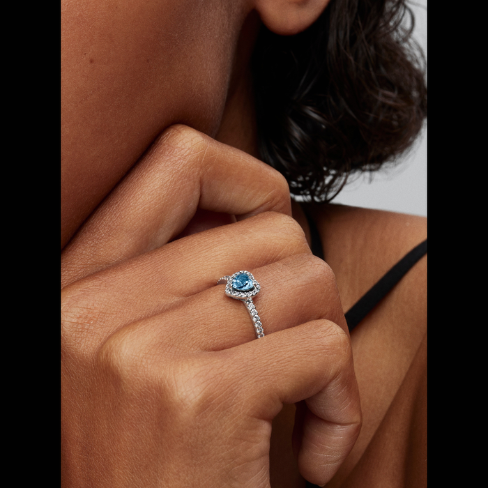 Anello Cuore in Rilievo Azzurro