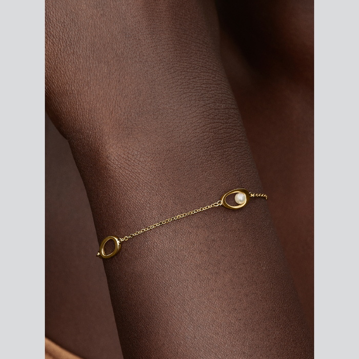 Bracciale Ovali Linea Sinuosa e Perla D'Acqua Dolce Coltivata