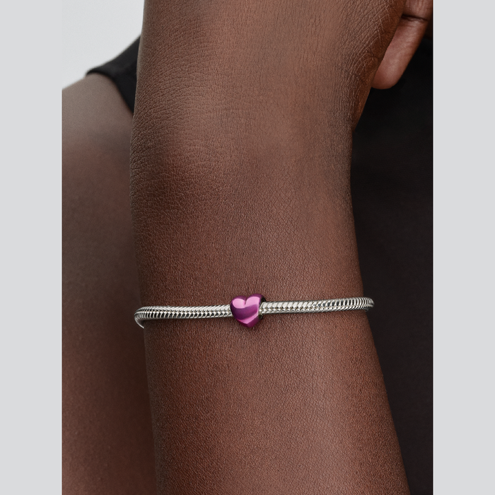 Mini Charm Cuore effetto metallico rosa