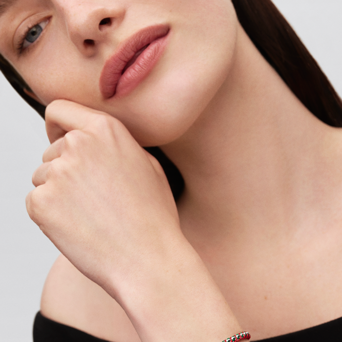 Bracciale Intreccio Tessuto Verde e Rosso