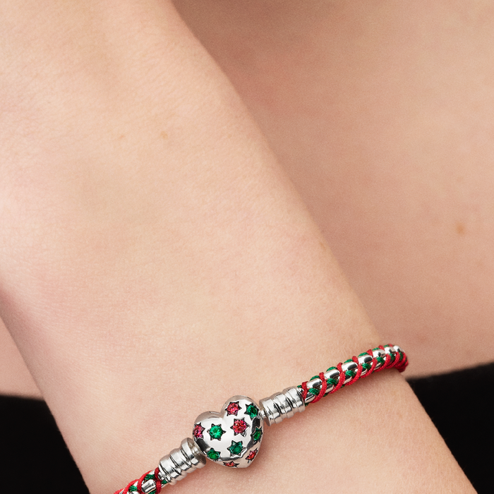 Bracciale Intreccio Tessuto Verde e Rosso