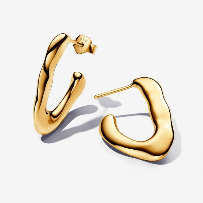 Sinuous Line Open V Hoop Earrings