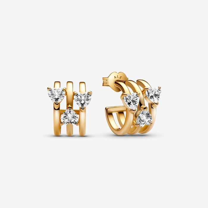 Boucles d'oreilles
Cercles ouverts avec trois cœurs