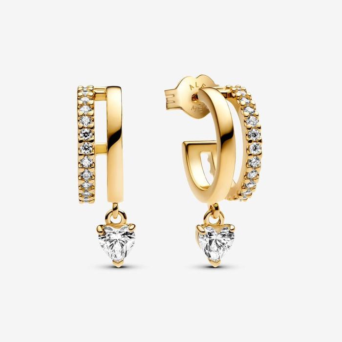 Boucles d'oreilles créoles avec cœur suspendu