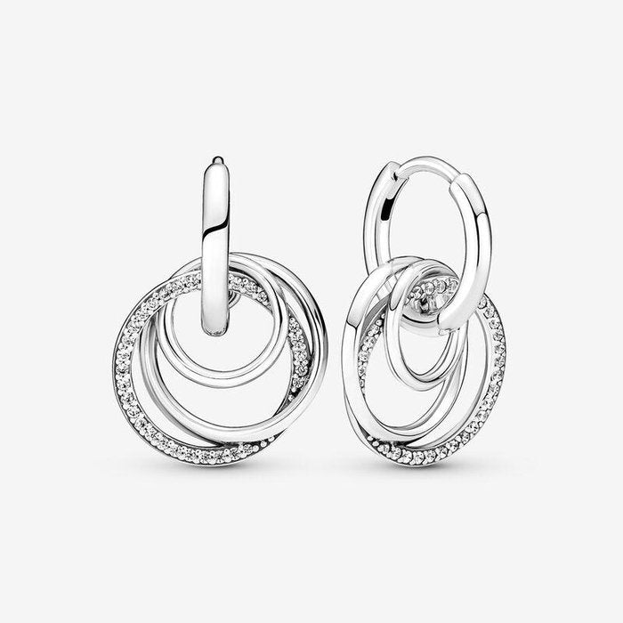 Boucles d'oreilles tissées à l'infini à double cercle