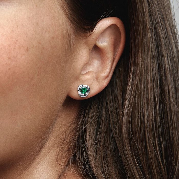 Dark Green Eternal Circles Stud Earrings May