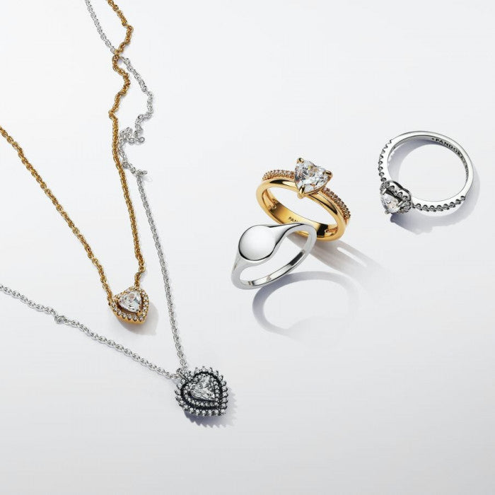 Collana Punto Luce Cuore e Pavè