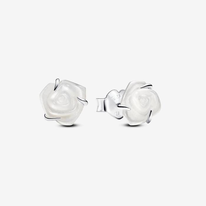 White Rose Earrings