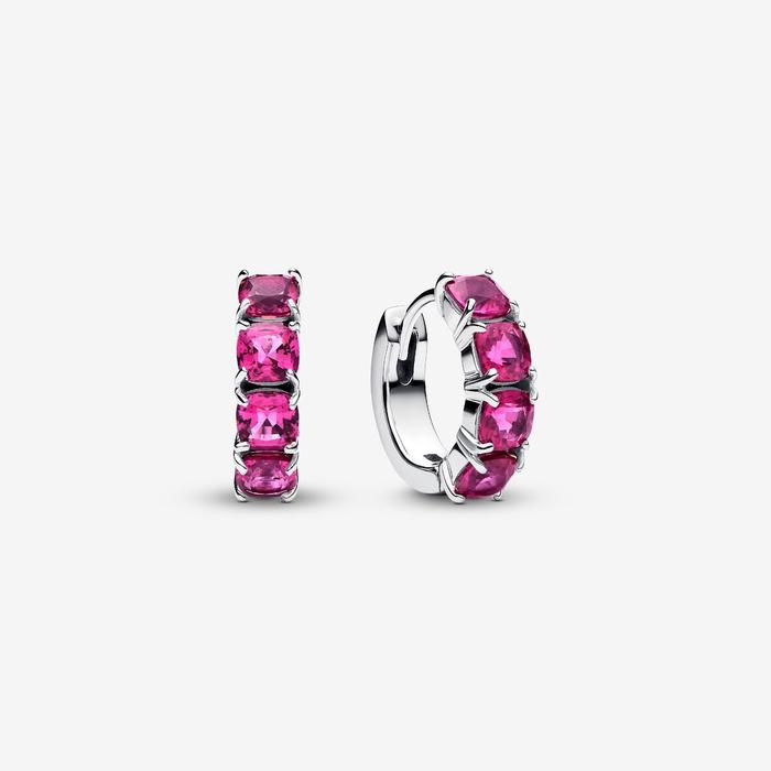 Orecchini Cerchi Cristalli Rosa Scuro