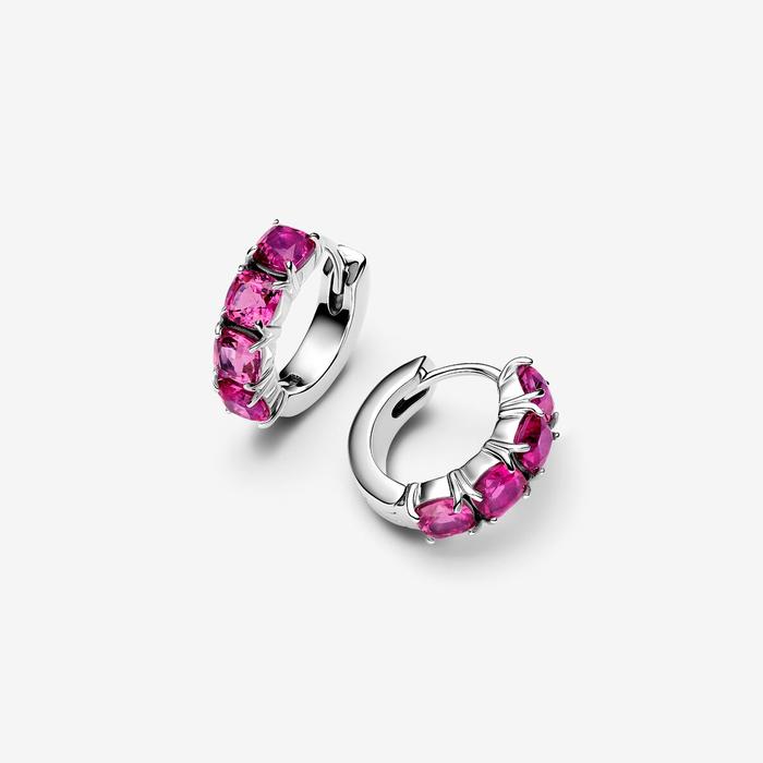 Orecchini Cerchi Cristalli Rosa Scuro