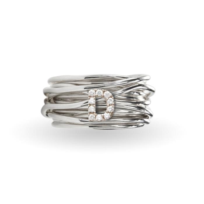 Filodellavita 13 strands in 925 Silver and initial with Diamonds