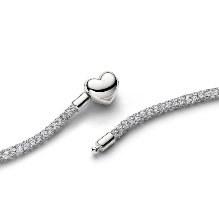 Collane e Pendenti Collana Maglia Mesh con pietre luminose e Chiusura a Cuore
