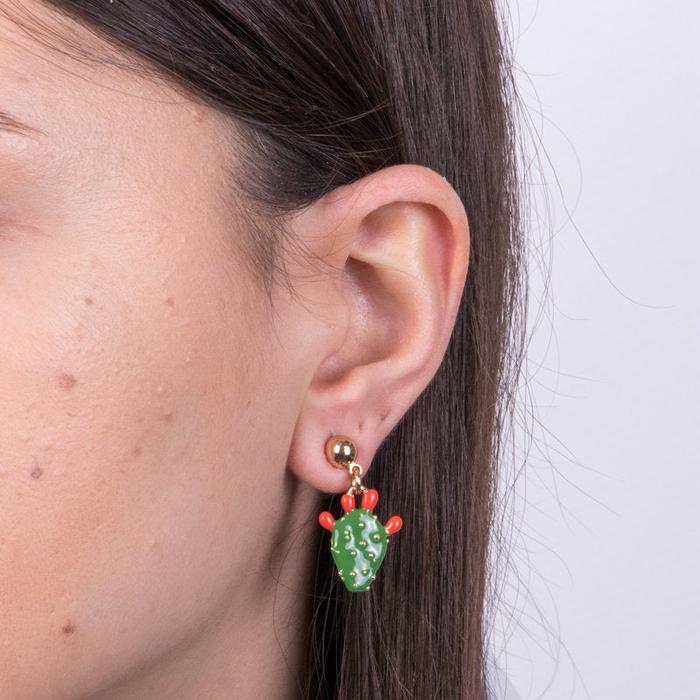 Boucles d'oreilles en métal avec cactus suspendu