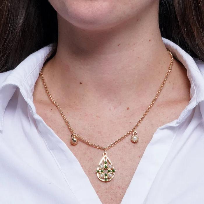 Collana in Metallo a goccia con maiolica verde