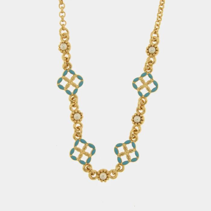 Collana in Metallo maioliche azzurre