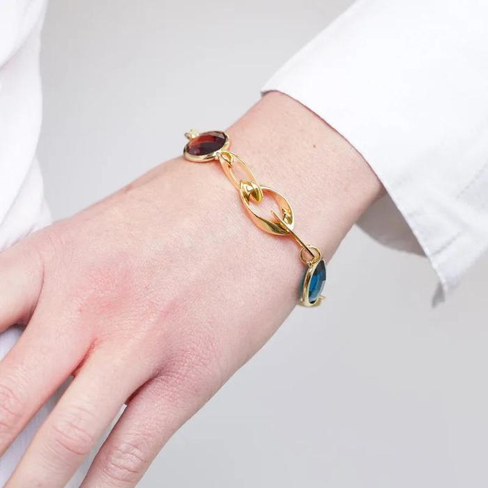 Bracciale in Metallo a catena con cristalli colorati