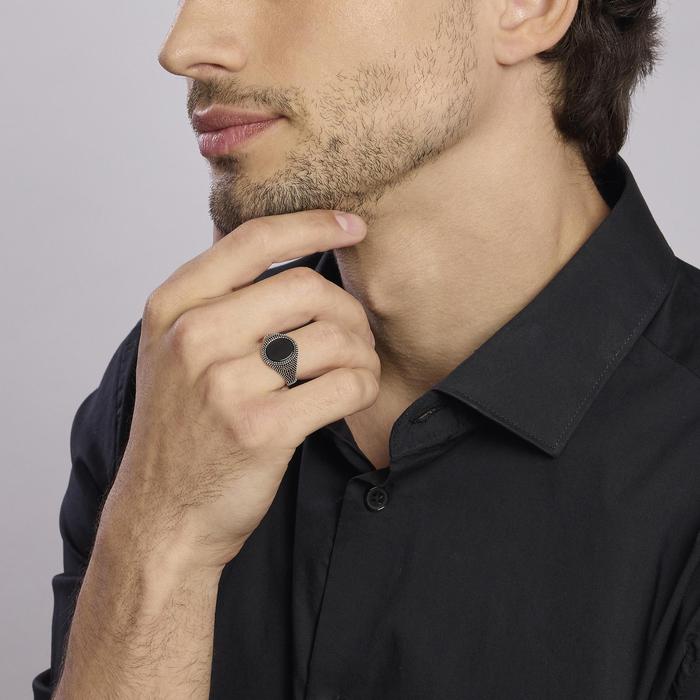 Anello chevalier con agata nera MASCALZONE