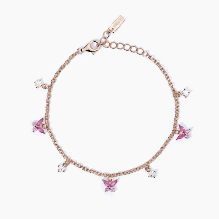 Bracciale con charm bianchi e rosa SECRET GARDEN