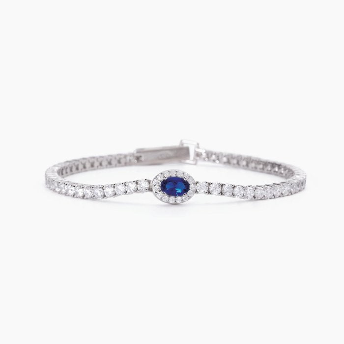 Bracelet tennis femme en argent avec saphir synthétique ovale COOL OU RÉTRO ?