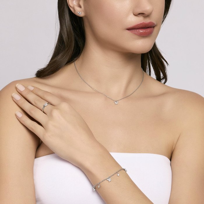SECRET GARDEN Marquise Cut White Zirconia Silver Choker