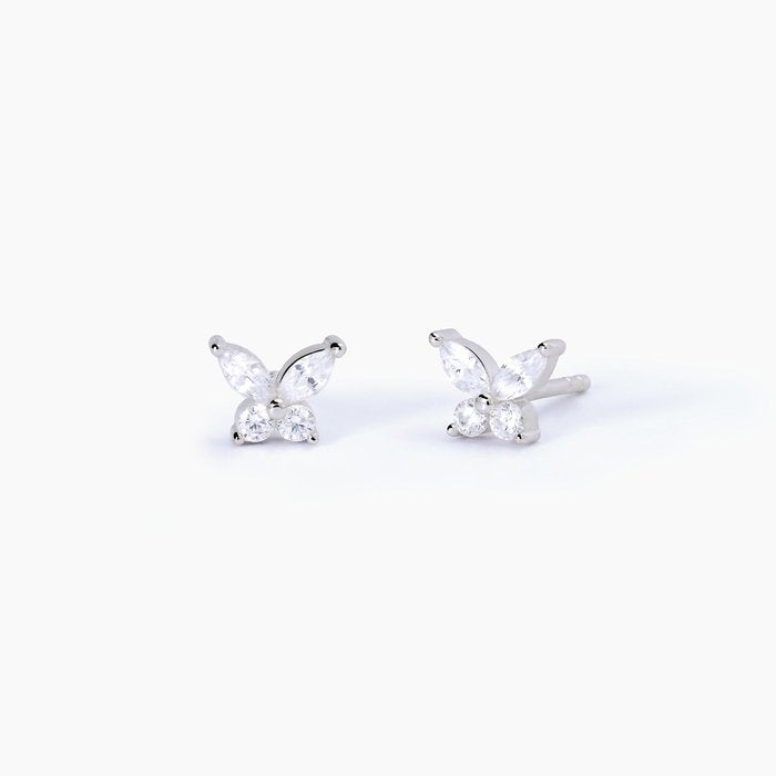 SECRET GARDEN White Crystal Silver Earrings